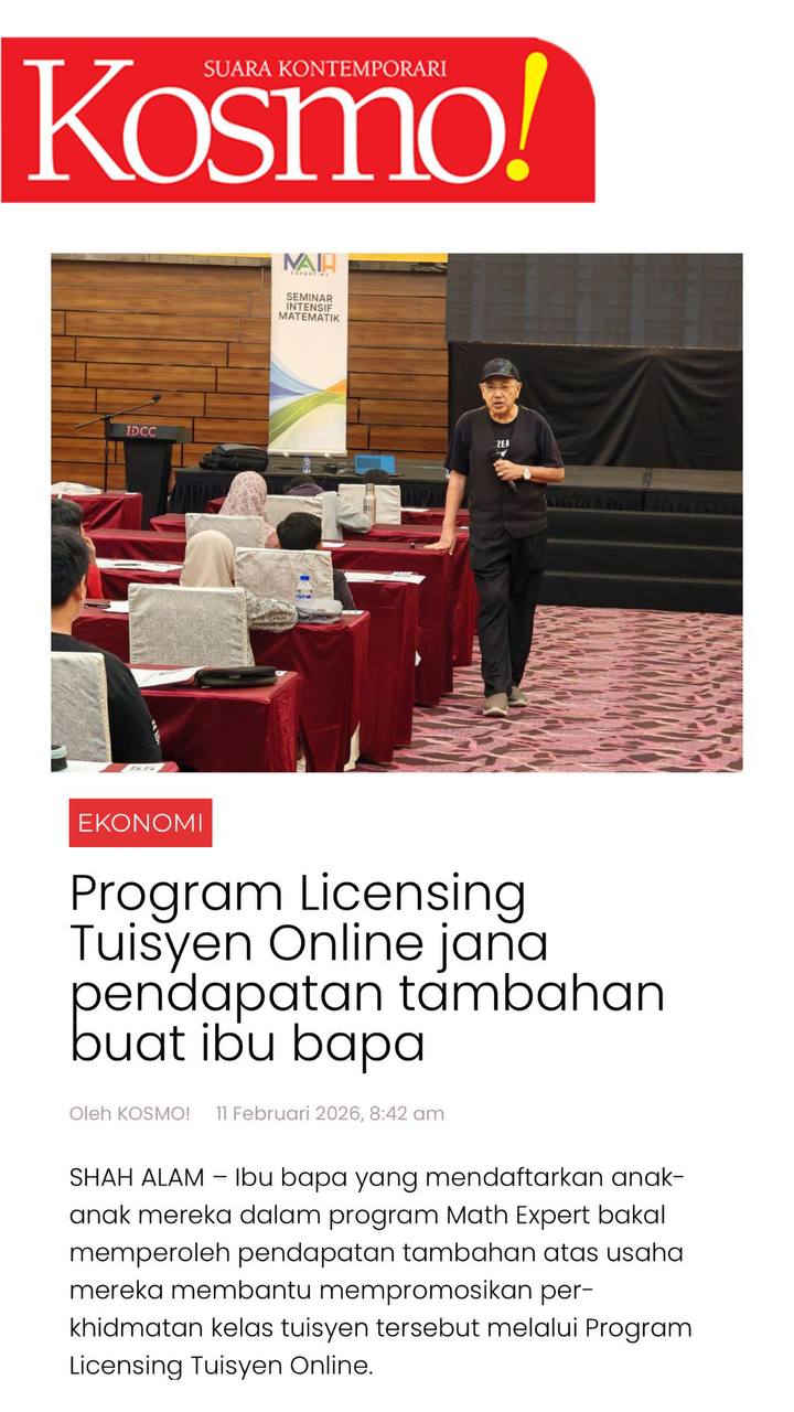 Kosmo!: Program Licensing Tuisyen Online Jana Pendapatan Tambahan Buat Ibu Bapa